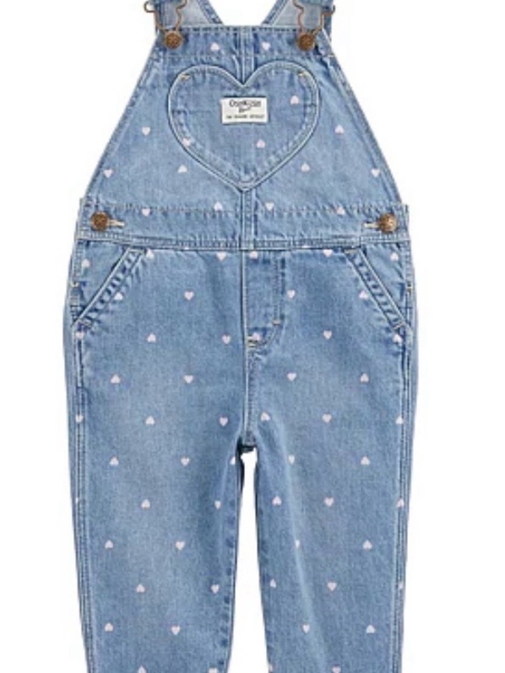 OshKosh B'gosh Light Blue Denim Overalls with Pink Heart Print